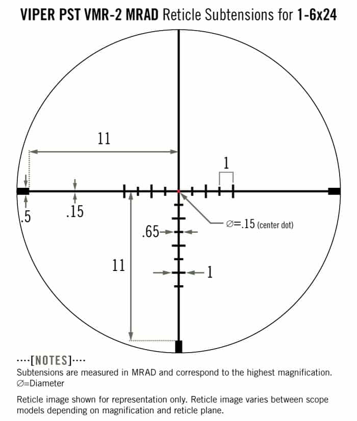VORTEX VIPER PST דור ב' כוונת טלסקופית 1-6X24 עם ציור פני עדשה VMR-2 (MRAD) – תמונה 5